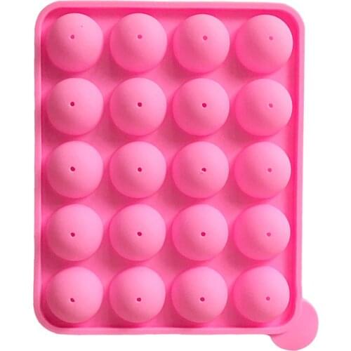20 Holes Round Lollipop Silicone Mold Baking Spherical Chocolate Cookie Candy Maker Pop Lollipop Mold Stick Tray Cake Mould