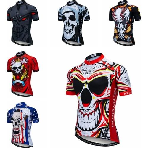 2021 Cycling Jersey Men Summer short sleeve Pro Team Bike Jersey mtb Skull Bicycle Shirt Top wear Breathable Bicycle Clothes