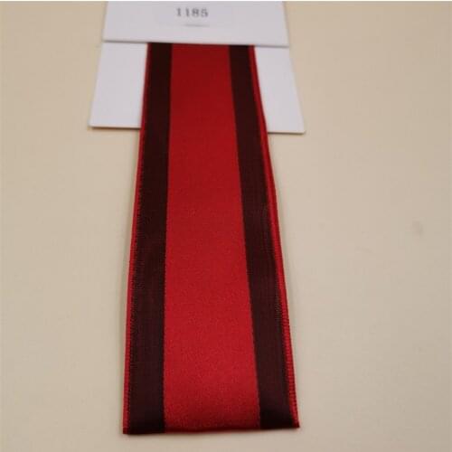 38mm Wired Wine Satin Ribbon with burgundy organza edges for Gift Bow Wedding Cake Wrap Tree Decoration N1185