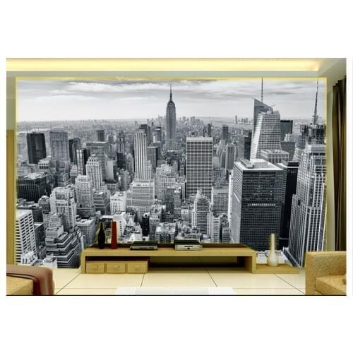 3d wallpaper custom non-woven Europe and the United States city of black and white TV setting wall painting scenery wallpaper