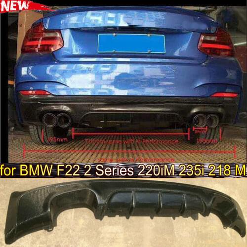 4 Exhaust pipe export Performance Auto car carbon fiber rear bumper diffuser for BMW F22 2 Series 220iM 235i 218 M diffusers
