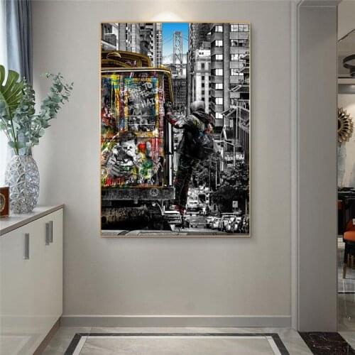 Banksy Wall Art Paintings Street Landscape of London City Canvas Paintings Graffiti Pop Art Posters And Prints for Home Decor