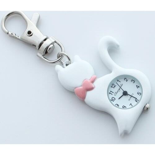Hot Brand Fashion Cute Lovely Colorful Cat Quartz Watch Kry Ring Chains Necklace Watches Kids Gift Girls Boy Watch Black Watch
