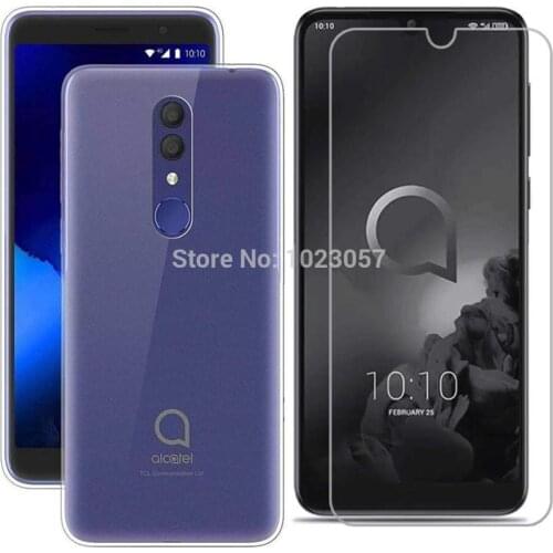 For Alcatel 3 3L 2019 Soft Case Cover + Screen Protector Tempered Glass Protective Film For Alcatel 3 2019 5053Y 5053D 5053K