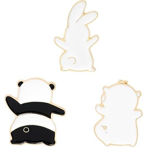 Animals Back Enamel Pins Custom Funny Cat Panda Rabbit Brooches diy Shirt Lapel Badge Bag Cartoon Jewelry Gift for Kids Friends