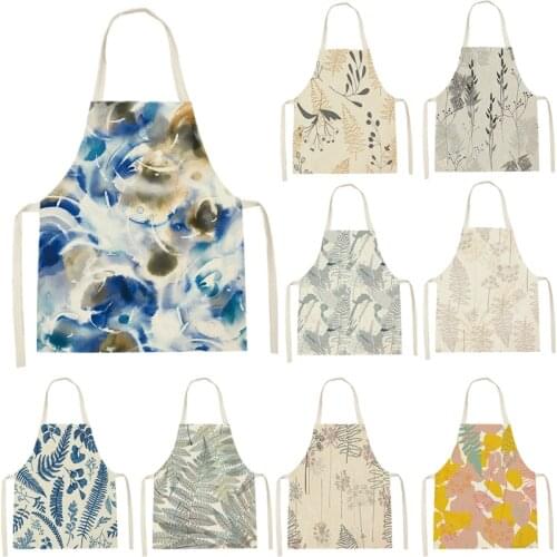 Apron Kitchen Plant Print Apron for Adult Plant Pattern Kids Apron Cleaning Tools 55-68cm Apron Custom Logo Bbq Apron Tablier