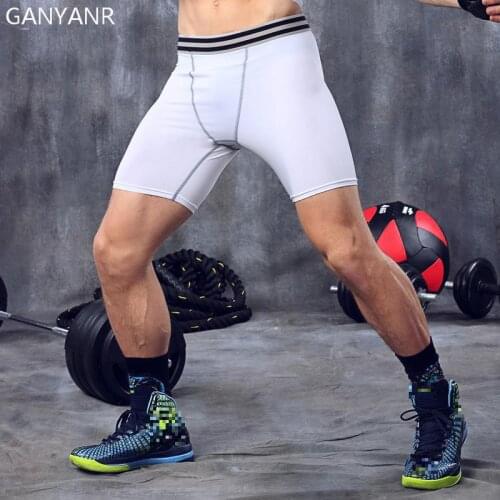 GANYANR Brand Running Tights Men Sports Leggings Yoga Shorts Sportswear Compression Basketball Training Fitness Jogging Sexy