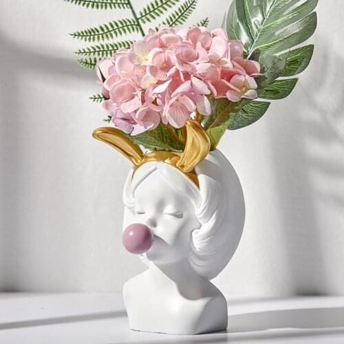 Nordic flowerpot succulent plant pot cute creative simple interior decoration green plant pot rabbit cat flowerpot