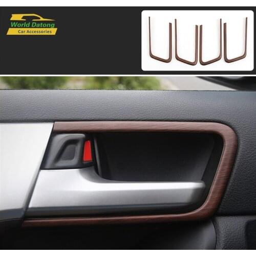 Interior Door Handle Bowl Cover For Toyota Land Cruiser Prado LC150 FJ150 2010~2018 2019 Peach Wooden Moulding Accessories