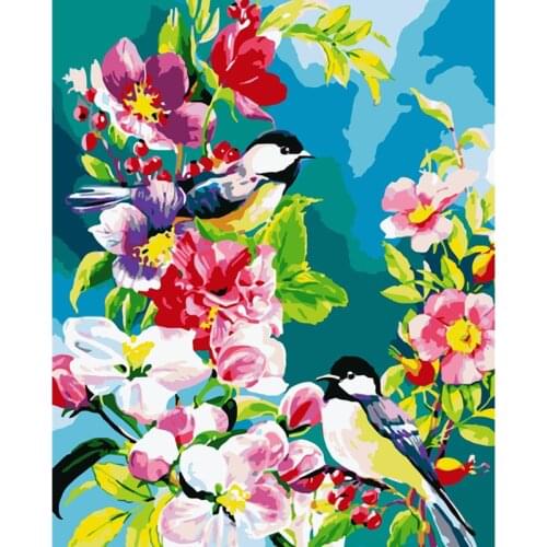 Painting By Numbers DIY Dropshipping 40x50 50x65cm Branch flower and bird Animal Handmade Gift For Adult Unique Gift Home Decor