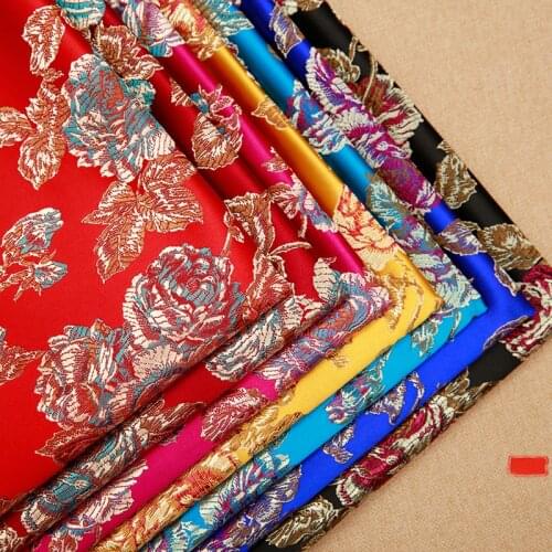 Chinese satin fabric brocade jacquard silk fabrics DIY material for sewing cheongsam and kimono