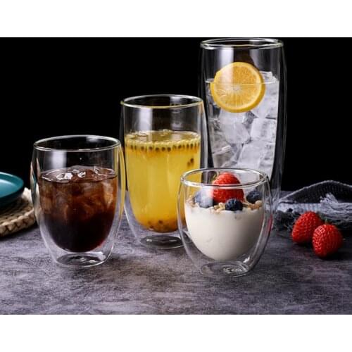 80/250/350/450/600ML Double-wall Transparent Glass Cup Coffee Mug Heat Resistant Milk Scented Tea Red Wine Beer Glass Drinkware