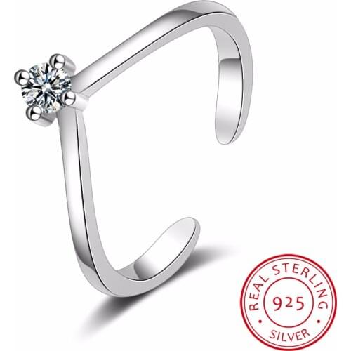 Fashion 100% Real 925 Sterling Zirconia Crown Finger Ring Classic Stackable Silver Jewelry For Women Wedding Christmas Gift