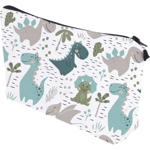 Dinosaur 3D Printing Makeup Bags With Multicolor Pattern Cute Cosmetics Pouchs For Travel Ladies Pouch Women Cosmetic Bag