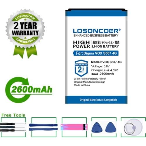 LOSONCOER Battery 2600mAh Battery For Digma VOX S507 4G Mobile Phone