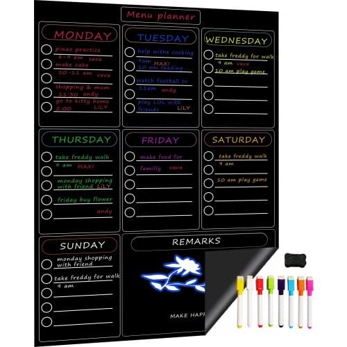 Magnetic Weekly Planner Whiteboard Fridge Office Wet wipe Refrigerator whiteboard Calendar Family Meal Planner Memo Board