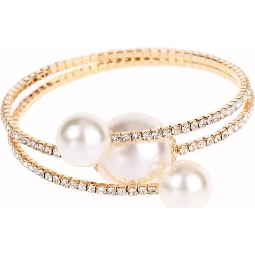 Multi-Row Rhinestone Pearl Bracelet with Adjustable Design Durable Long Lasting Comfortable to Wear Best Gift for Women TT@88