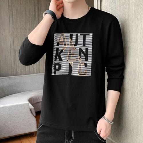 2021 Autumn Spring Fashion Men T-shirt Casual Loose T Shirt For Men O-Neck Long Sleeve T-shirts Streetwear Cotton Man Tops Tees