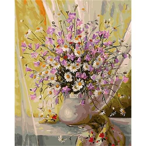 PAINTBOY Flower Framed Pictures DIY Painting By Numbers Acrylic Painting On Canvas Wall Art For Living Room Home Decor