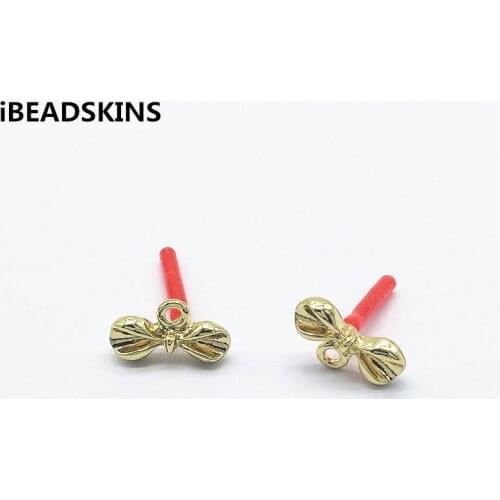 New arrival! 16x8mm 100pcs Zinc Alloy Bows Shape Earrings Stud for Earrings parts,hand Made Earrings Findings Jewelry DIY