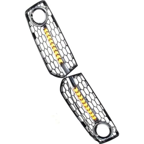 2Pcs Car Front ABS Left and Right Fog Light Lower Grille Cover & LED Lights Kit for Audi A5 S Line S5 B8 RS5 2008-2012 Parts