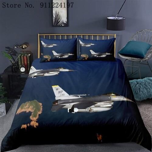 Airplane Duvet Cover Set Sky Space Printing Kids Bedding King Queen Size Bedclothes 3D Bed Covers For Teenagers Single Double