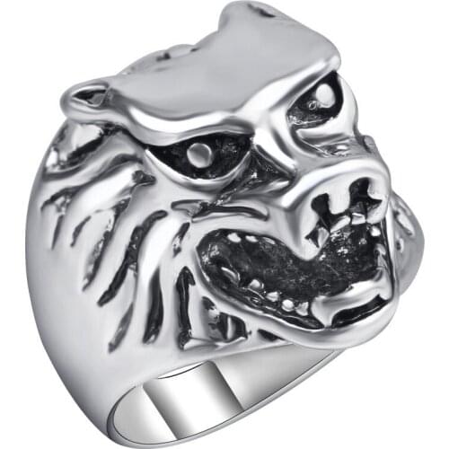 Megin D Silver Plated Dragon Head Punk Vintage Boho Hip Hop Rings for Men Women Couple Friends Gift Fashion Jewelry Bague Anel