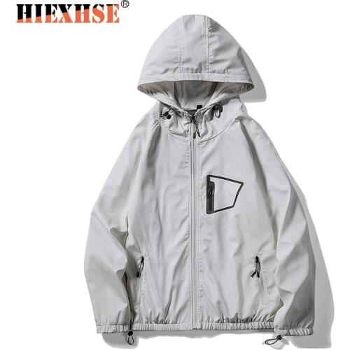 Early Autumn Long Sleeved Reflective Strip Jacket Men Women Harajuku Windbreaker Jackets Hooded Hip-hop Streetwear Zipper Coats