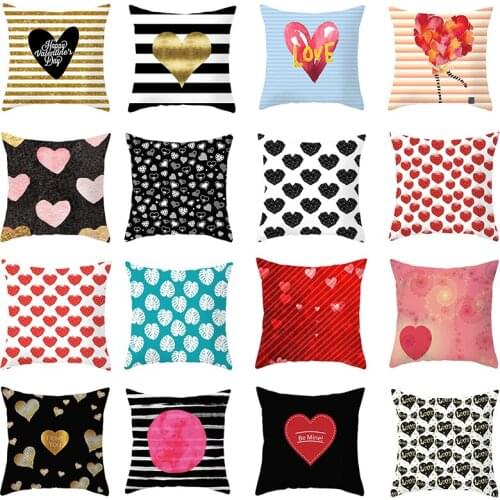 Pink Gold Cushion Covers Decorative Pillowcases Lovely Hearts for Valentines Day Throw Pillows Cover Sofa Home Decor 45*45cm/pc