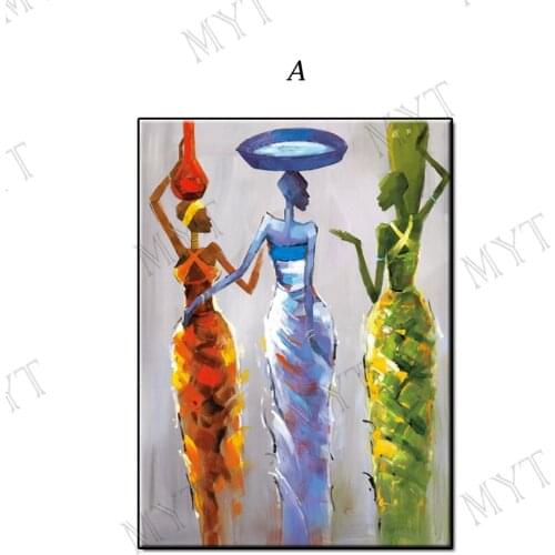 Hand Painted artwork Wall art Picture Abstract oil painting Africa color woman landscape for Living room home decor unframed