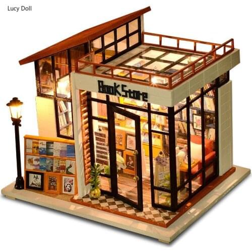 Assemble DIY Doll House Toy Wooden Miniatura Doll Houses Miniature Dollhouse Toys With Furniture LED Lights Birthday Gift