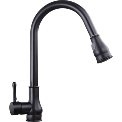 Free ship Contemporary ORB BLACK clour One Hole deck mounted Single Handle Pull-down Kitchen Faucet mixer tap