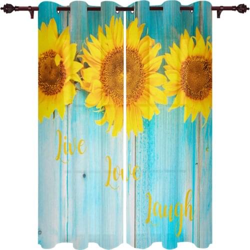 Modern Curtains Summer Sunflower Wood Grain Baby Room Bedroom Creative Curtains Kitchen Living Room Terrace Valance Curtains