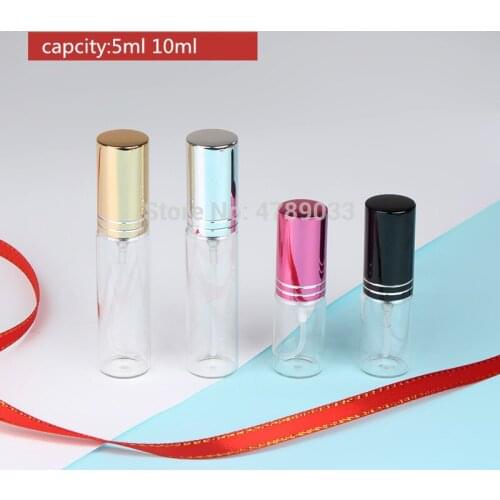 10/30pcs 5ml 10ml Mini Portable Glass Refillable Perfume Bottle With Atomizer Empty Cosmetic Containers With Sprayer For Travel