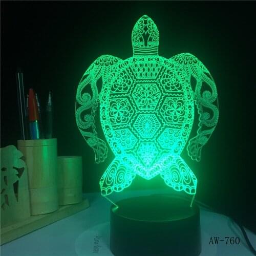 Sea Turtles 3D LED Lamp Light Colorful Animal Lamp Birthday Party Decoration Figurines Table Lamp For Kid Friend Gift AW-760