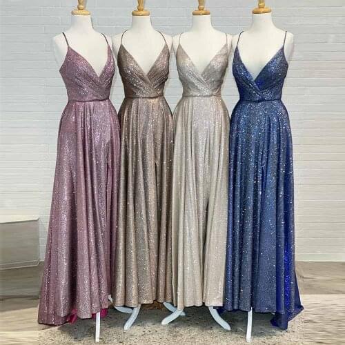 Navy Blue Sexy Slit Long Prom Dresses Straps Spaghetti Sleeveless Formal Women Party Gown Backless