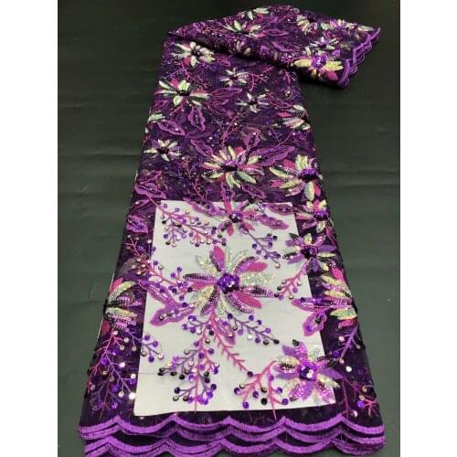 High Quality African Lace Fabric Sequins Tulle Embroidery Craft Sewing For DIY Design Party Wedding Dress 5 Yards Wholesale