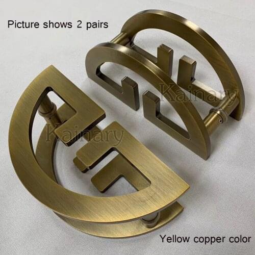 Yellow copper color office glass door handle, wooden door thick door handles, door hardware