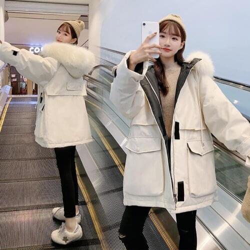 Large Natural Raccoon Fox Fur Hooded Winter Down Coat Women 90% White Duck Down Jacket Thick Warm Parkas Female Outerwear Y474