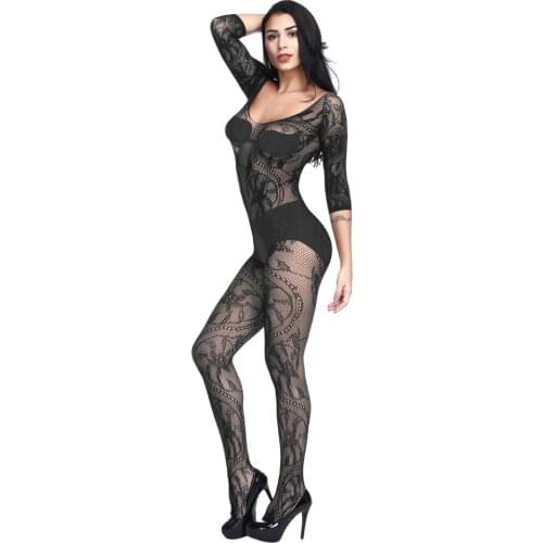 Plus Size Sexy Open Crotch Fetish Body Stockings Women Erotic Lingerie Babydoll Crotchless Pajamas Costume Full Body Catsuit