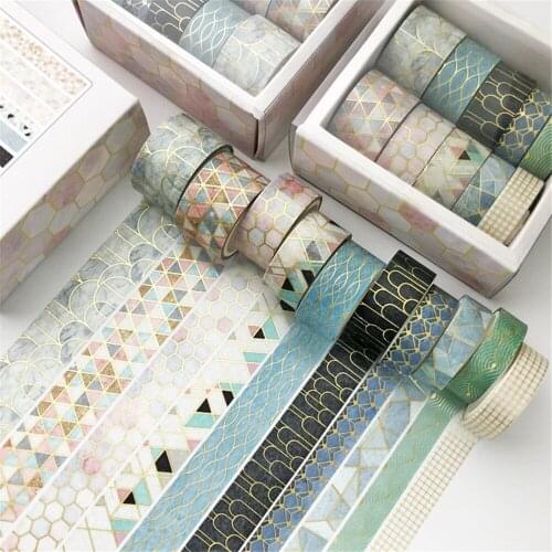 10pcs/set Vintage Black Gold Washi Tapes Self-adhesive Masking Tape DIY Scrapbooking Decoration Stickers School Supplies