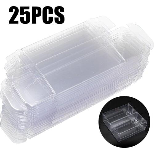 25pcs Clear Plastic PVC Suitable for 1/64 Diecast Car/Matchbox/Tomica/Toy Transparent Display Show Case Container Storage Box