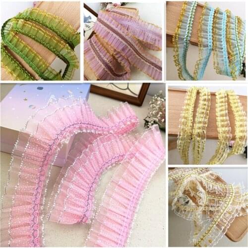 4M/lot 2.5-7cm wide multicolour yarn lace accessories sewing pleated lace trim collar/cuff decorative lace SC557