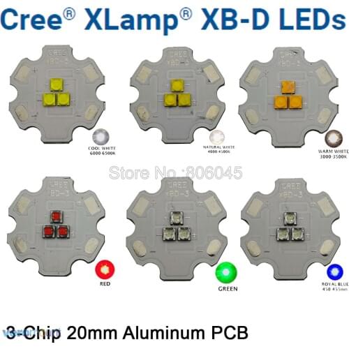 5pcs Cree XBD XB-D 3Leds 3 Chip 9W LED Emitter Light White/Warm White/Red/Green/Blue/Yellow For DIY Led Downlight Lamp Light