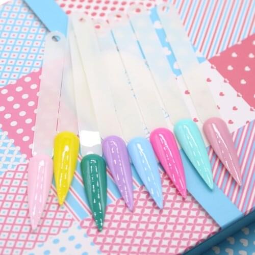 50pcs Natural/Transparent False Nail Tips Clear Circle Buckle Fake Nail Art Display Tool Nail Shelf Showing Sharp Head Chart
