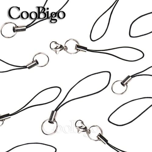 Lanyard Lariat Strap Cord Lobsters Clasp Rope Hooks Mobile Phone Set Charms Keychains Bag DIY Handmade Accessories Black 1000pcs