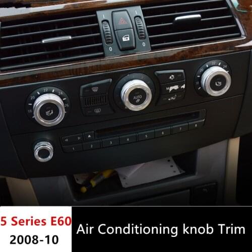 Center Console Air Conditioning Volume Knob Decoration Cover Trim For BMW 5 Series E60 530 520 523 525 2008-2010 Aluminium Alloy