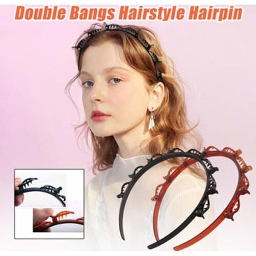Double Bangs Hairpin Headband Twist Plait Hairstyle Korean Hollow Braided Head Hoop with Clips Hairpin Women Hair Accessories