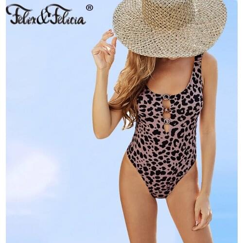 FELIX&FELICIA Women One Piece Swimsuit Sexy Backless Slim High Waist Swimwear Leopard Print Bikini Summer Bathing Suit Swim Wear