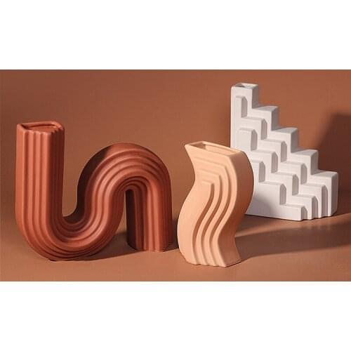 Geometric Decor Vases Nordic Modern Ceramic Fashion Vases Living Room Minimalist Arredamento Casa Room Decoration DI50HP